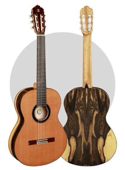 tapa y aros/fondo del modelo 6 ébano blanco de guitarras alhambra